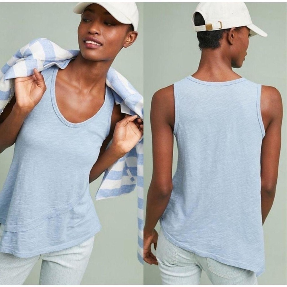 Anthropologie Left Of Center Light Blue Asymmetric Tank Top XS